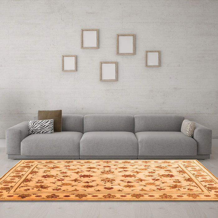 Machine Washable Persian Orange Traditional Area Rugs in a Living Room, wshcon1344org