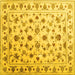 Square Machine Washable Persian Yellow Traditional Rug, wshcon1344yw