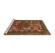 Serging Thickness of Machine Washable Contemporary Saffron Red Rug, wshcon1345