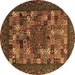 Round Abstract Brown Contemporary Rug, con1345brn