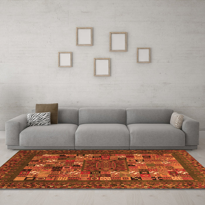 Machine Washable Abstract Orange Contemporary Area Rugs in a Living Room, wshcon1345org