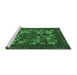 Sideview of Machine Washable Abstract Emerald Green Contemporary Area Rugs, wshcon1345emgrn