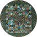 Round Machine Washable Abstract Light Blue Contemporary Rug, wshcon1345lblu