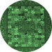 Round Abstract Emerald Green Contemporary Rug, con1345emgrn