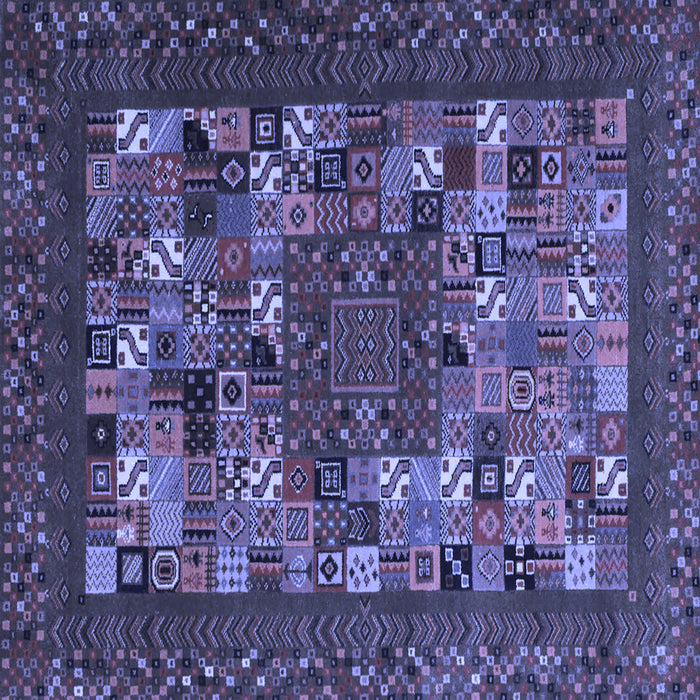 Square Abstract Blue Contemporary Rug, con1345blu