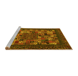 Sideview of Machine Washable Abstract Yellow Contemporary Rug, wshcon1345yw