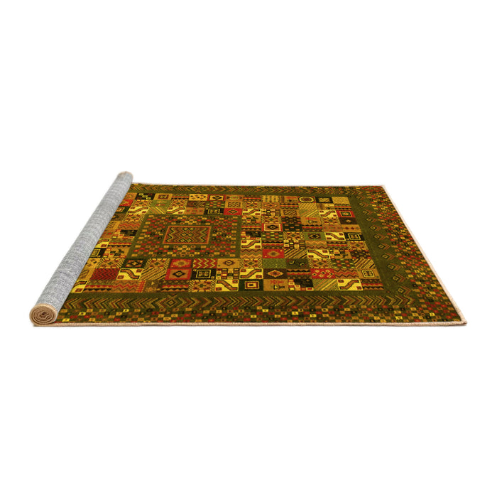 Sideview of Machine Washable Abstract Yellow Contemporary Rug, wshcon1345yw