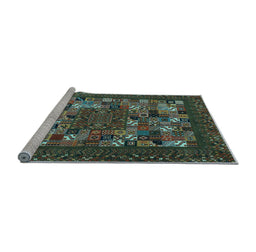 Sideview of Machine Washable Abstract Light Blue Contemporary Rug, wshcon1345lblu