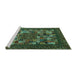 Sideview of Machine Washable Abstract Turquoise Contemporary Area Rugs, wshcon1345turq