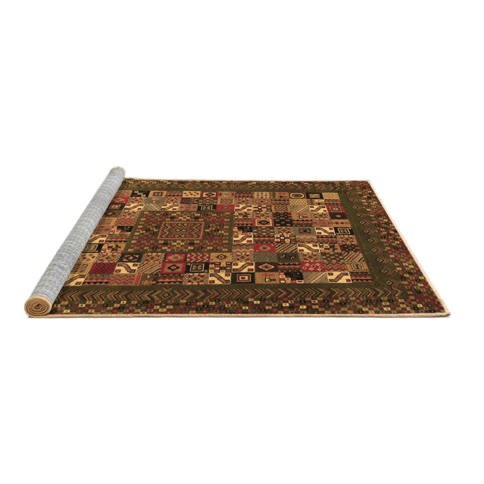 Sideview of Machine Washable Abstract Brown Contemporary Rug, wshcon1345brn