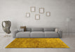 Machine Washable Abstract Yellow Contemporary Rug in a Living Room, wshcon1346yw