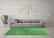 Machine Washable Abstract Emerald Green Contemporary Area Rugs in a Living Room,, wshcon1346emgrn