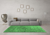 Machine Washable Abstract Emerald Green Contemporary Rug, wshcon1346emgrn