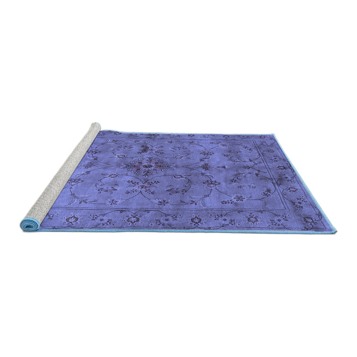Sideview of Machine Washable Abstract Blue Contemporary Rug, wshcon1346blu