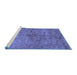 Sideview of Machine Washable Abstract Blue Contemporary Rug, wshcon1346blu