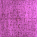 Square Abstract Purple Contemporary Rug, con1346pur