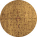 Round Machine Washable Abstract Brown Contemporary Rug, wshcon1346brn