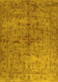 Abstract Yellow Contemporary Rug, con1346yw