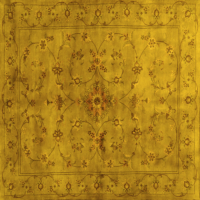Square Abstract Yellow Contemporary Rug, con1346yw