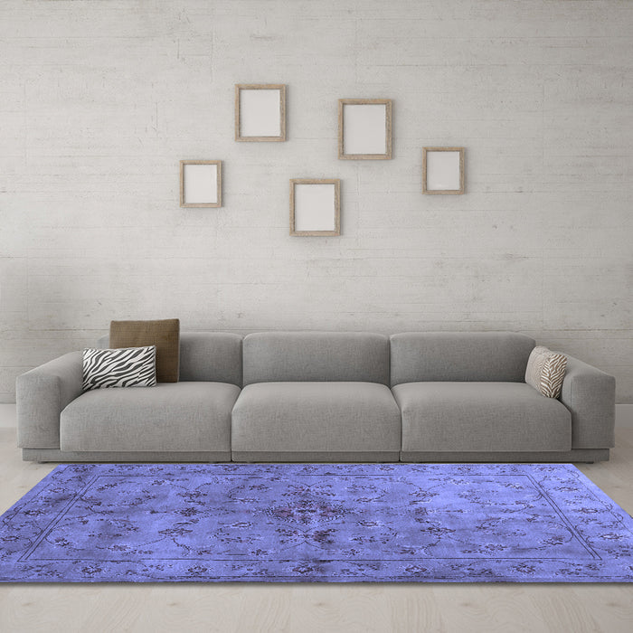 Machine Washable Abstract Blue Contemporary Rug in a Living Room, wshcon1346blu