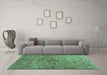 Machine Washable Abstract Turquoise Contemporary Area Rugs in a Living Room,, wshcon1346turq