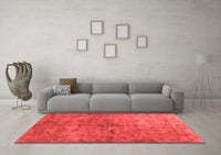 Machine Washable Abstract Red Contemporary Rug, wshcon1346red