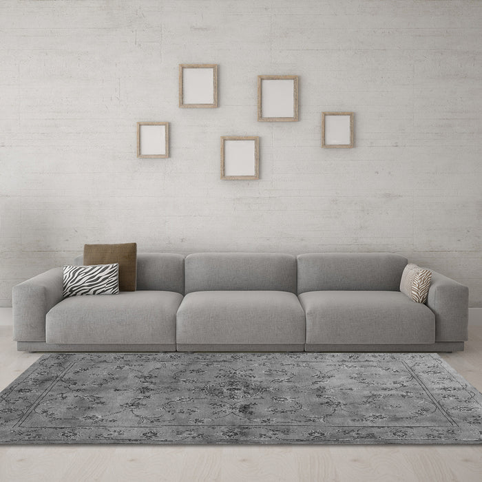 Machine Washable Abstract Gray Contemporary Rug in a Living Room,, wshcon1346gry