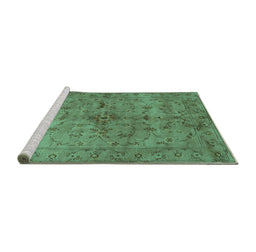Sideview of Machine Washable Abstract Turquoise Contemporary Area Rugs, wshcon1346turq