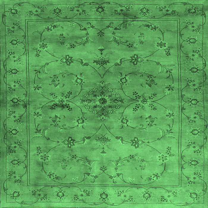 Square Abstract Emerald Green Contemporary Rug, con1346emgrn
