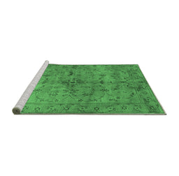 Sideview of Machine Washable Abstract Emerald Green Contemporary Area Rugs, wshcon1346emgrn