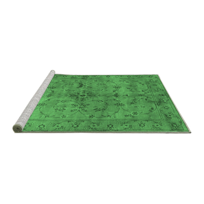 Sideview of Machine Washable Abstract Emerald Green Contemporary Area Rugs, wshcon1346emgrn