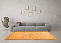 Machine Washable Abstract Orange Contemporary Rug, wshcon1347org