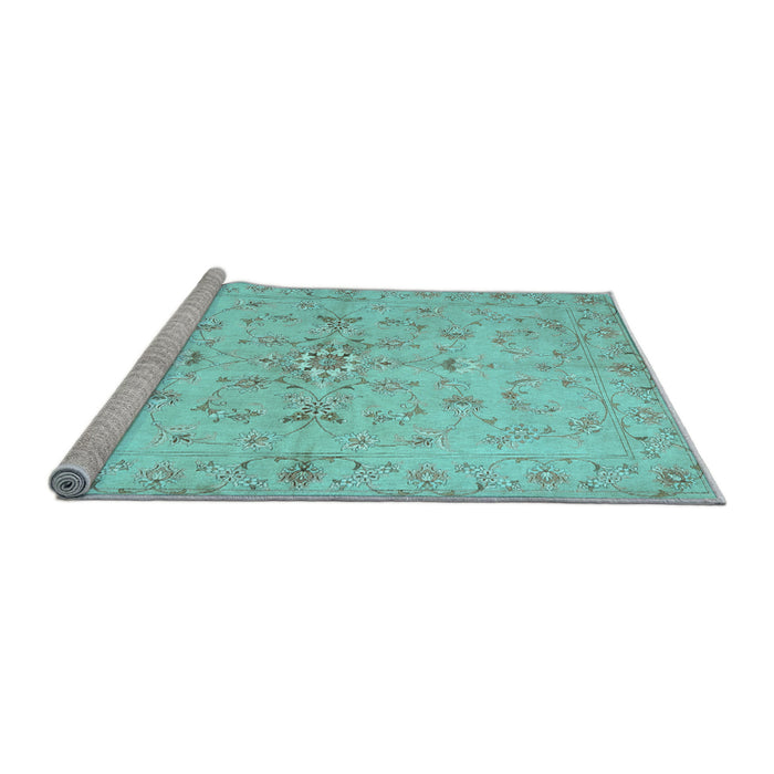 Sideview of Machine Washable Abstract Light Blue Contemporary Rug, wshcon1347lblu