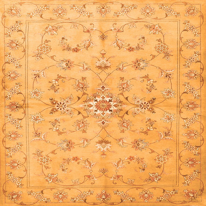 Round Machine Washable Abstract Orange Contemporary Area Rugs, wshcon1347org