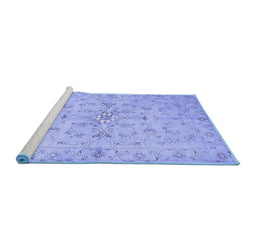 Sideview of Machine Washable Abstract Blue Contemporary Rug, wshcon1347blu