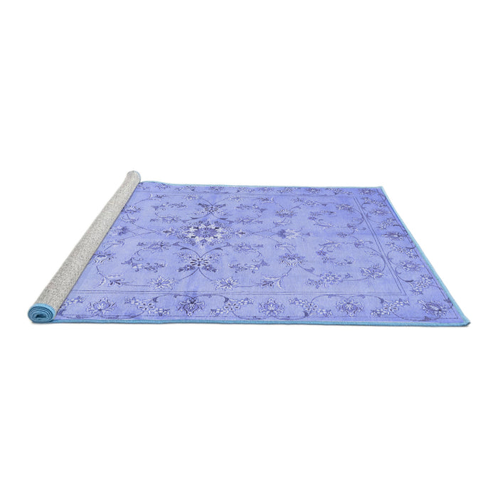 Sideview of Machine Washable Abstract Blue Contemporary Rug, wshcon1347blu