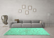 Machine Washable Abstract Turquoise Contemporary Area Rugs in a Living Room,, wshcon1347turq