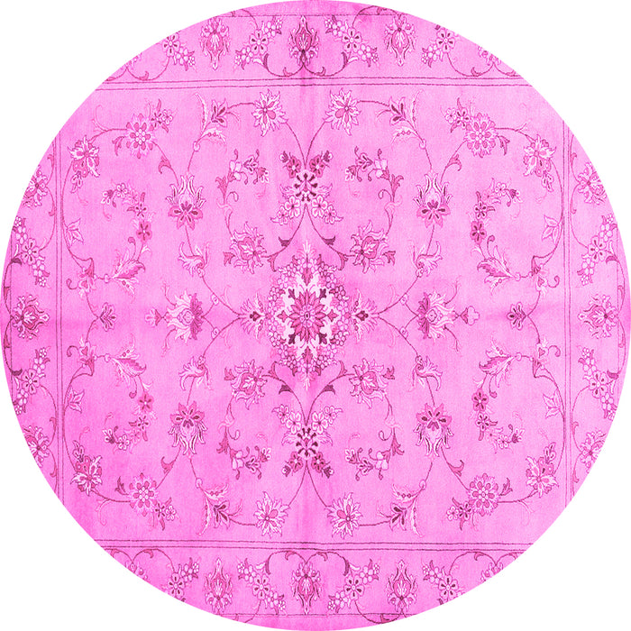 Round Abstract Pink Contemporary Rug, con1347pnk