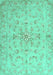 Machine Washable Abstract Turquoise Contemporary Area Rugs, wshcon1347turq