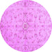 Round Machine Washable Abstract Purple Contemporary Area Rugs, wshcon1347pur