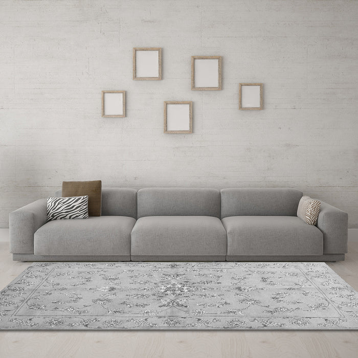 Machine Washable Abstract Gray Contemporary Rug in a Living Room,, wshcon1347gry