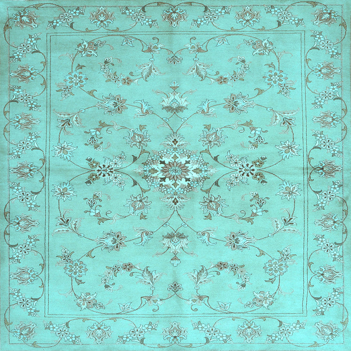 Square Abstract Light Blue Contemporary Rug, con1347lblu