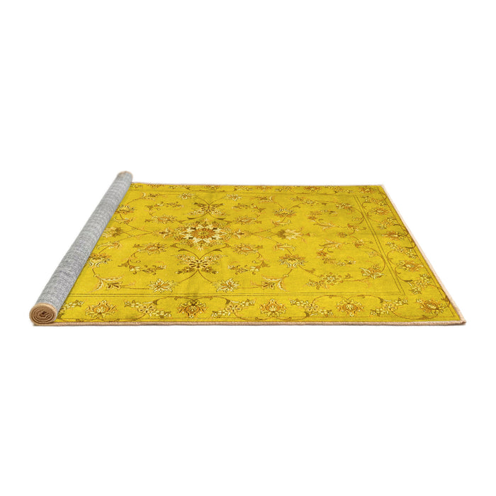Sideview of Machine Washable Abstract Yellow Contemporary Rug, wshcon1347yw