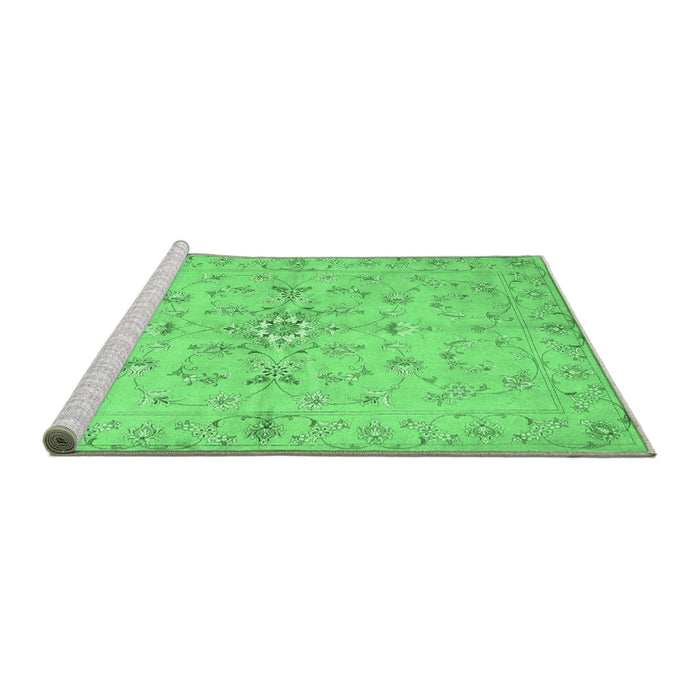 Sideview of Machine Washable Abstract Emerald Green Contemporary Area Rugs, wshcon1347emgrn