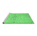 Sideview of Machine Washable Abstract Emerald Green Contemporary Area Rugs, wshcon1347emgrn