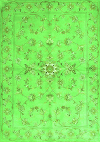 Abstract Green Contemporary Rug, con1347grn