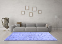 Machine Washable Abstract Blue Contemporary Rug, wshcon1347blu