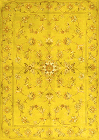 Abstract Yellow Contemporary Rug, con1347yw