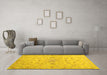 Machine Washable Abstract Yellow Contemporary Rug in a Living Room, wshcon1347yw