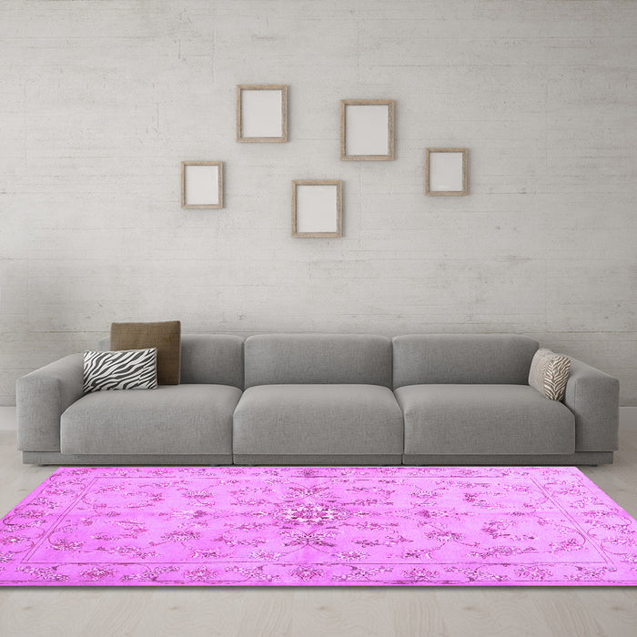 Machine Washable Abstract Purple Contemporary Area Rugs in a Living Room, wshcon1347pur